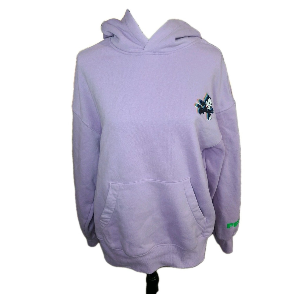 H&M Felix‎ the Cat Hoodie Womens Small Oversized Lavender Retro Graphic Pullover